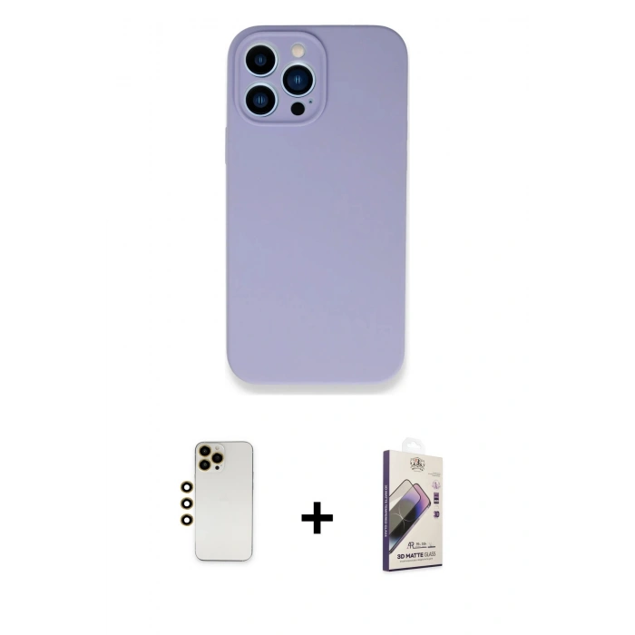 MARSİLYAN™- iPhone 13 Pro Max Kılıf Zirve Modern Özel Seri - Siyah Bilvis 3D Mat Cam Ekran Koruyucu + Shine Kamera Lens - GD