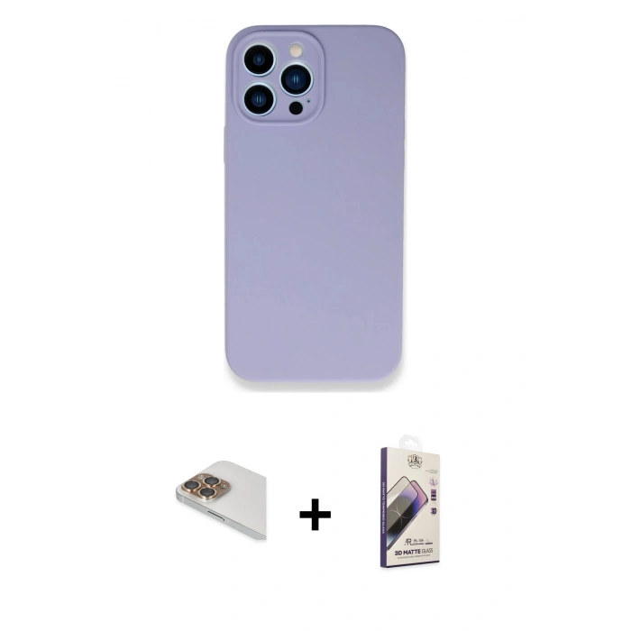 MARSİLYAN™- iPhone 13 Pro Max Kılıf Zirve Modern Özel Seri - Siyah Bilvis 3D Mat Cam Ekran Koruyucu + Gold Pers Alüminyum Kamera Lens