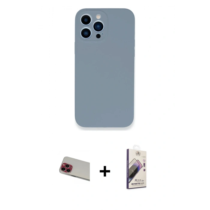 MARSİLYAN™- iPhone 13 Pro Max Kılıf Zirve Modern Özel Seri - Siyah Bilvis 3D Mat Cam Ekran Koruyucu + Rainbow Kamera Lens Koruma Cam - KI