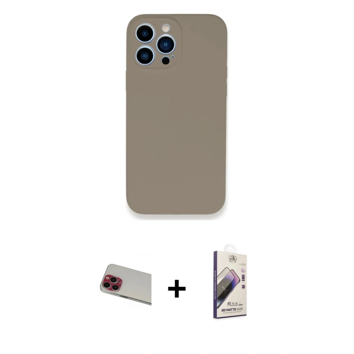 MARSİLYAN™- iPhone 13 Pro Max Kılıf Zirve Modern Özel Seri - Siyah Bilvis 3D Mat Cam Ekran Koruyucu + Rainbow Kamera Lens Koruma Cam - KI