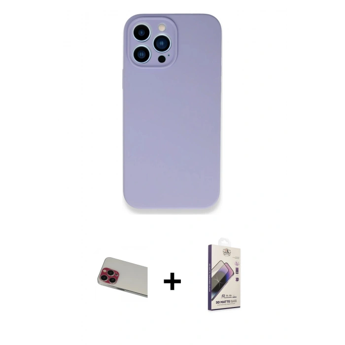 MARSİLYAN™- iPhone 13 Pro Max Kılıf Zirve Modern Özel Seri - Siyah Bilvis 3D Mat Cam Ekran Koruyucu + Rainbow Kamera Lens Koruma Cam - KI