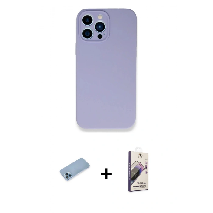 MARSİLYAN™- iPhone 13 Pro Max Kılıf Zirve Modern Özel Seri - Siyah Bilvis 3D Mat Cam Ekran Koruyucu + Shine Kamera Lens Koruma Cam - MI