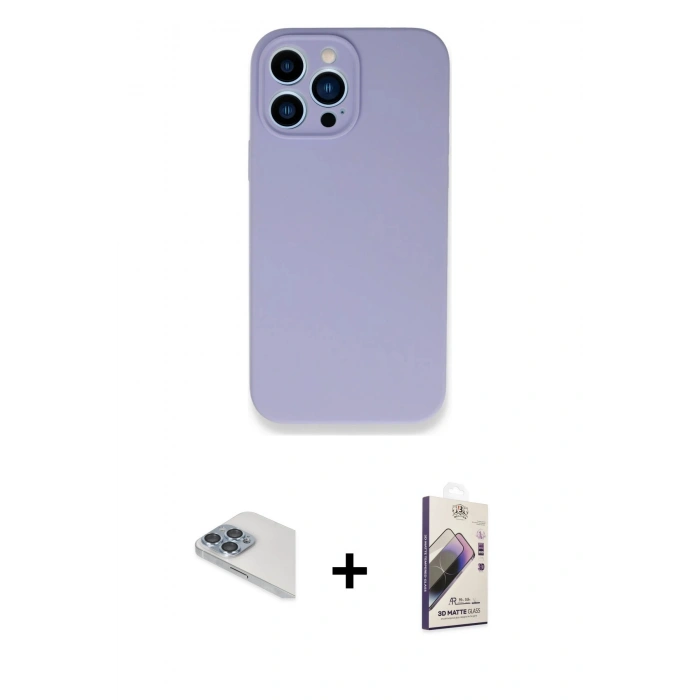 MARSİLYAN™- iPhone 13 Pro Max Kılıf Zirve Modern Özel Seri - Siyah Bilvis 3D Mat Cam Ekran Koruyucu + Pers Alüminyum Kamera Lens - SABE