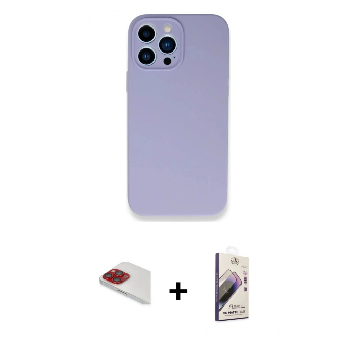 MARSİLYAN™- iPhone 13 Pro Max Kılıf Zirve Modern Özel Seri - Siyah Bilvis 3D Mat Cam Ekran Koruyucu + Pers Alüminyum Kamera Lens - KI