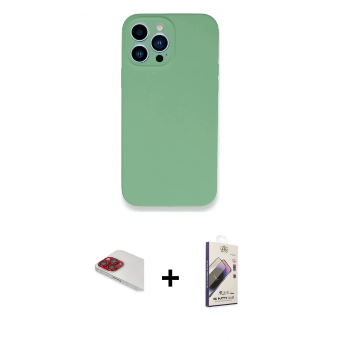 MARSİLYAN™- iPhone 13 Pro Max Kılıf Zirve Modern Özel Seri - Siyah Bilvis 3D Mat Cam Ekran Koruyucu + Pers Alüminyum Kamera Lens - KI