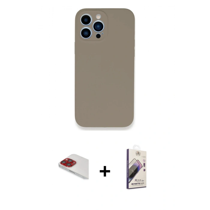 MARSİLYAN™- iPhone 13 Pro Max Kılıf Zirve Modern Özel Seri - Siyah Bilvis 3D Mat Cam Ekran Koruyucu + Pers Alüminyum Kamera Lens - KI
