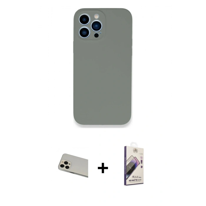 MARSİLYAN™- iPhone 13 Pro Max Kılıf Zirve Modern Özel Seri - Siyah Bilvis 3D Mat Cam Ekran Koruyucu + Rainbow Kamera Lens Koruma Cam - REGD