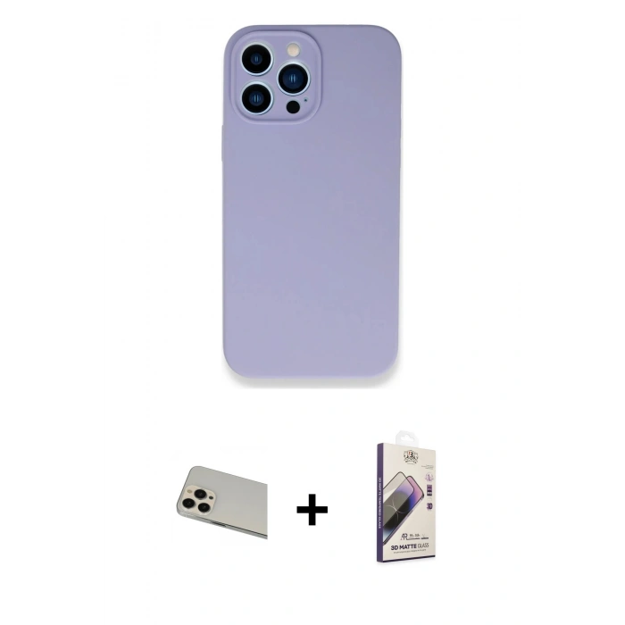 MARSİLYAN™- iPhone 13 Pro Max Kılıf Zirve Modern Özel Seri - Siyah Bilvis 3D Mat Cam Ekran Koruyucu + Rainbow Kamera Lens Koruma Cam - REGD