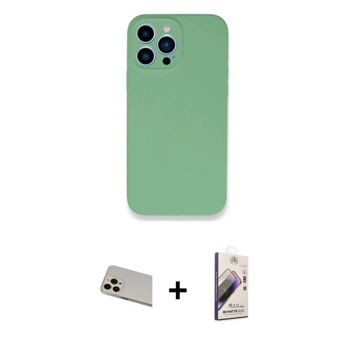 MARSİLYAN™- iPhone 13 Pro Max Kılıf Zirve Modern Özel Seri - Siyah Bilvis 3D Mat Cam Ekran Koruyucu + Rainbow Kamera Lens Koruma Cam - REGD