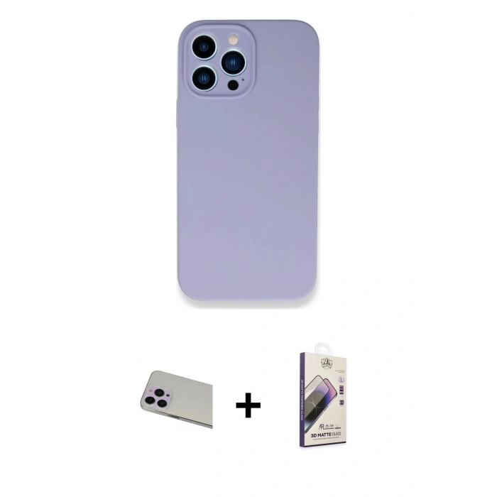 MARSİLYAN™- iPhone 13 Pro Max Kılıf Zirve Modern Özel Seri - Siyah Bilvis 3D Mat Cam Ekran Koruyucu + Rainbow Kamera Lens Koruma Cam - MR