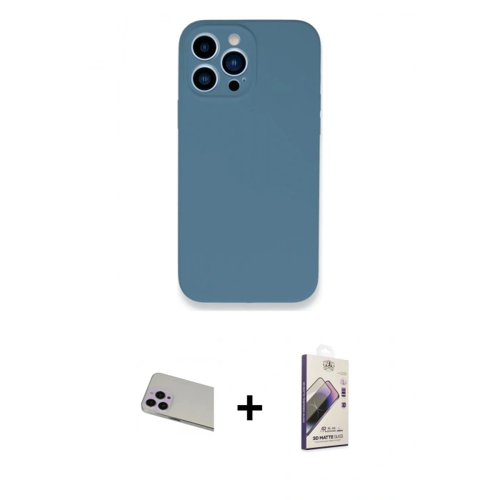 MARSİLYAN™- iPhone 13 Pro Max Kılıf Zirve Modern Özel Seri - Siyah Bilvis 3D Mat Cam Ekran Koruyucu + Rainbow Kamera Lens Koruma Cam - MR
