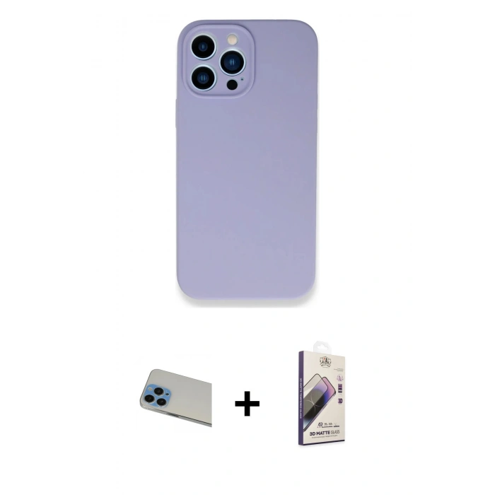 MARSİLYAN™- iPhone 13 Pro Max Kılıf Zirve Modern Özel Seri - Siyah Bilvis 3D Mat Cam Ekran Koruyucu + Rainbow Kamera Lens Koruma Cam - MI