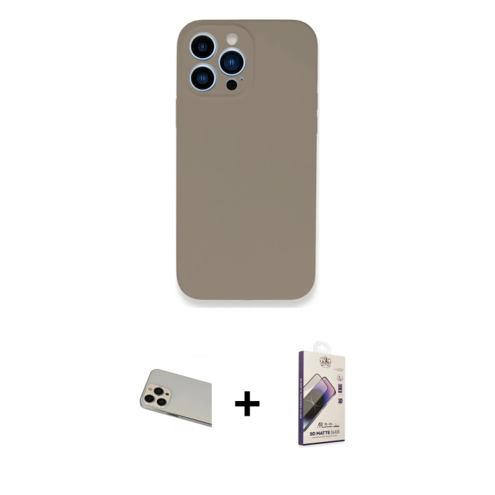 MARSİLYAN™- iPhone 13 Pro Max Kılıf Zirve Modern Özel Seri - Siyah Bilvis 3D Mat Cam Ekran Koruyucu + Rainbow Kamera Lens Koruma Cam - REGD