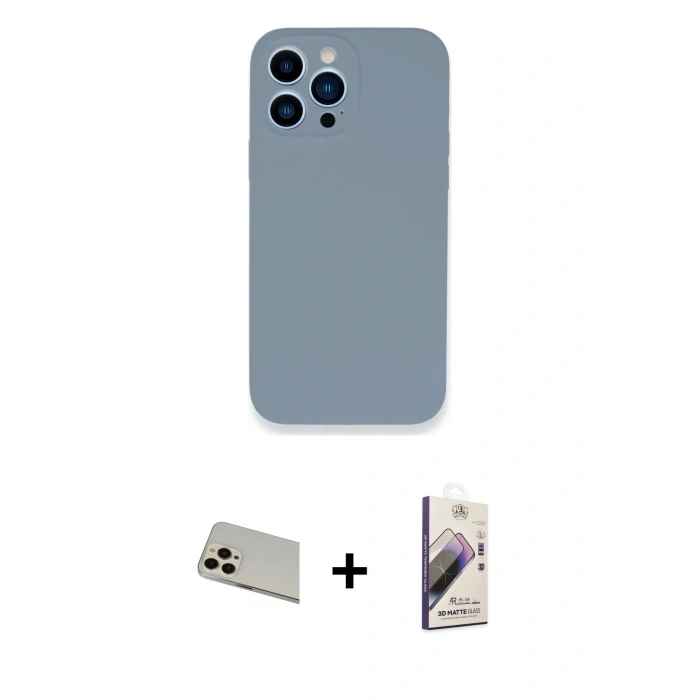 MARSİLYAN™- iPhone 13 Pro Max Kılıf Zirve Modern Özel Seri - Siyah Bilvis 3D Mat Cam Ekran Koruyucu + Rainbow Kamera Lens Koruma Cam - REGD