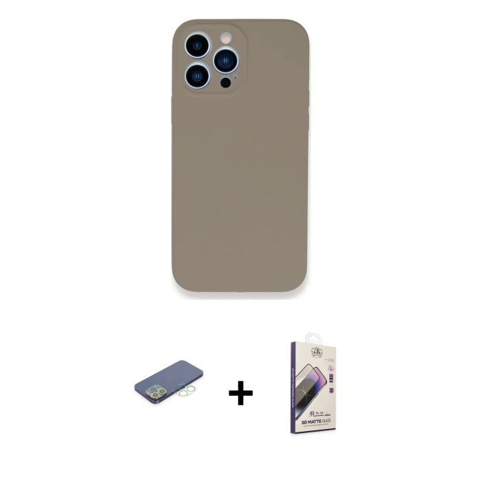 MARSİLYAN™- iPhone 13 Pro Max Kılıf Zirve Modern Özel Seri - Siyah Bilvis 3D Mat Cam Ekran Koruyucu + Renkli Kamera Lens Koruma Cam - YL