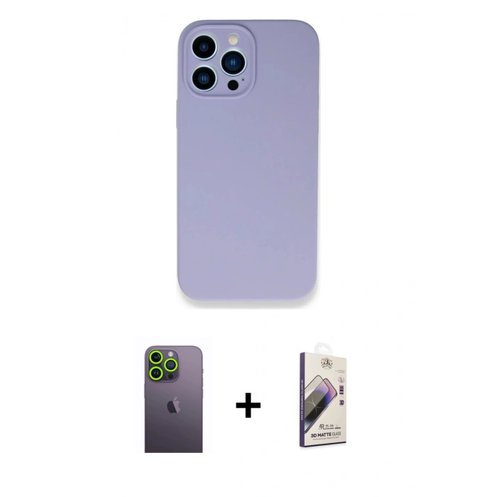 MARSİLYAN™- iPhone 13 Pro Max Kılıf Zirve Modern Özel Seri - Siyah Bilvis 3D Mat Cam Ekran Koruyucu + Yeşil Neon Fosforlu Kamera Lens