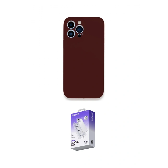 MARSİLYAN™- iPhone 13 Pro Max Kılıf Zirve Modern Özel Seri - Siyah Bilvis 5in1 3D Magic Cam Ekran Koruyucu