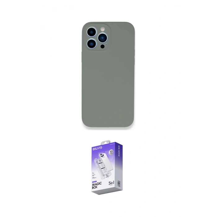 MARSİLYAN™- iPhone 13 Pro Max Kılıf Zirve Modern Özel Seri - Siyah Bilvis 5in1 3D Magic Cam Ekran Koruyucu