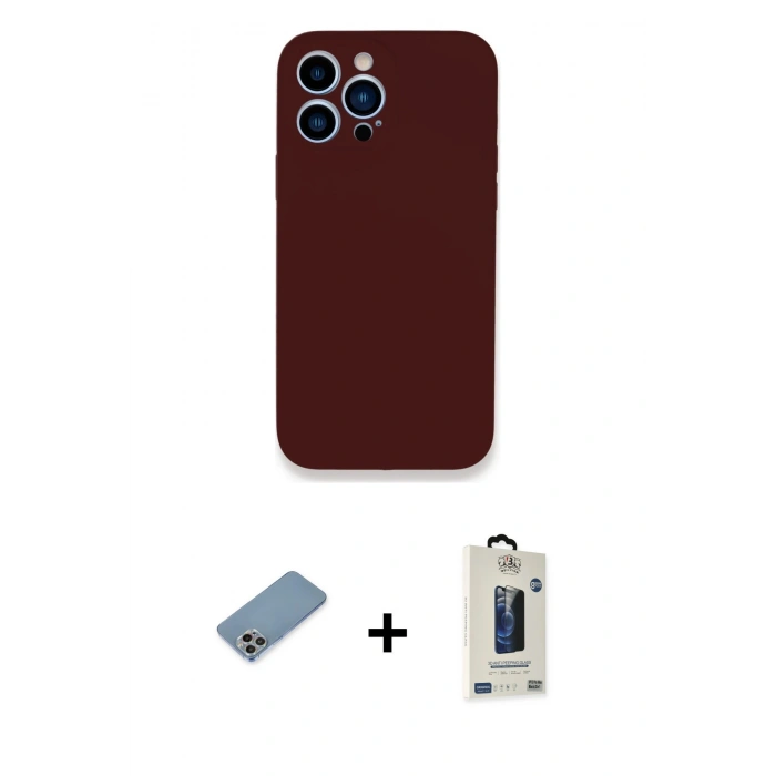 MARSİLYAN™- iPhone 13 Pro Max Kılıf Zirve Modern Özel Seri - Siyah Bilvis Hayalet Cam Ekran Koruyucu + Gökkuşağı Shine Kamera Lens Koruma Cam