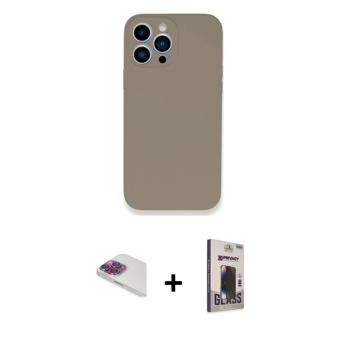 MARSİLYAN™- iPhone 13 Pro Max Kılıf Zirve Modern Özel Seri - Siyah Bilvis Hayalet Cam Ekran Koruyucu + Pers Alüminyum Kamera Lens - GI