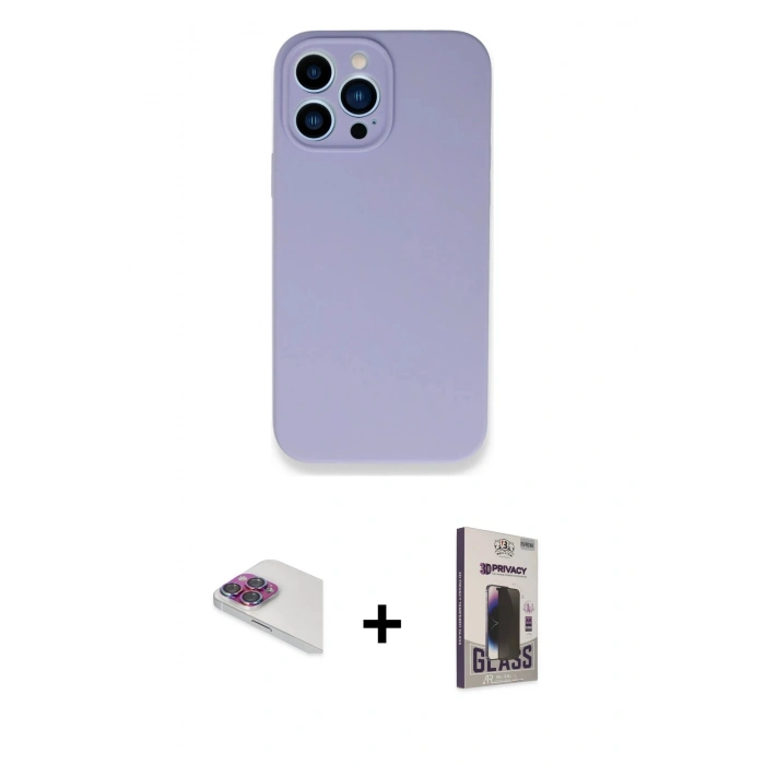 MARSİLYAN™- iPhone 13 Pro Max Kılıf Zirve Modern Özel Seri - Siyah Bilvis Hayalet Cam Ekran Koruyucu + Pers Alüminyum Kamera Lens - GI
