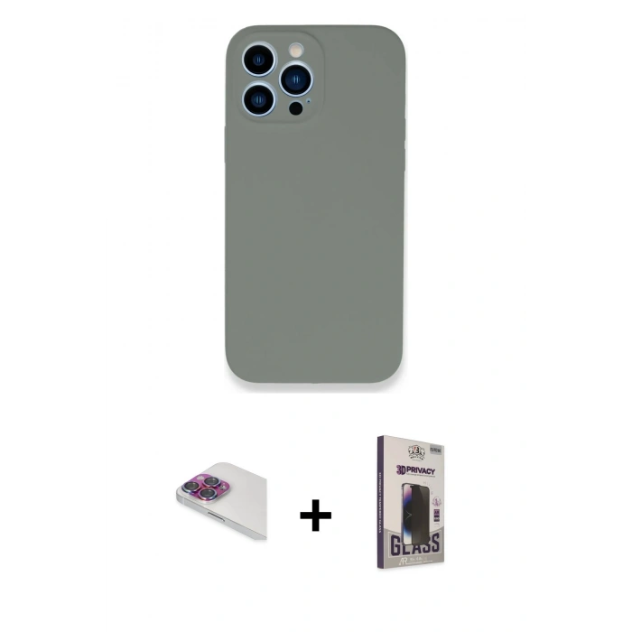 MARSİLYAN™- iPhone 13 Pro Max Kılıf Zirve Modern Özel Seri - Siyah Bilvis Hayalet Cam Ekran Koruyucu + Pers Alüminyum Kamera Lens - GI