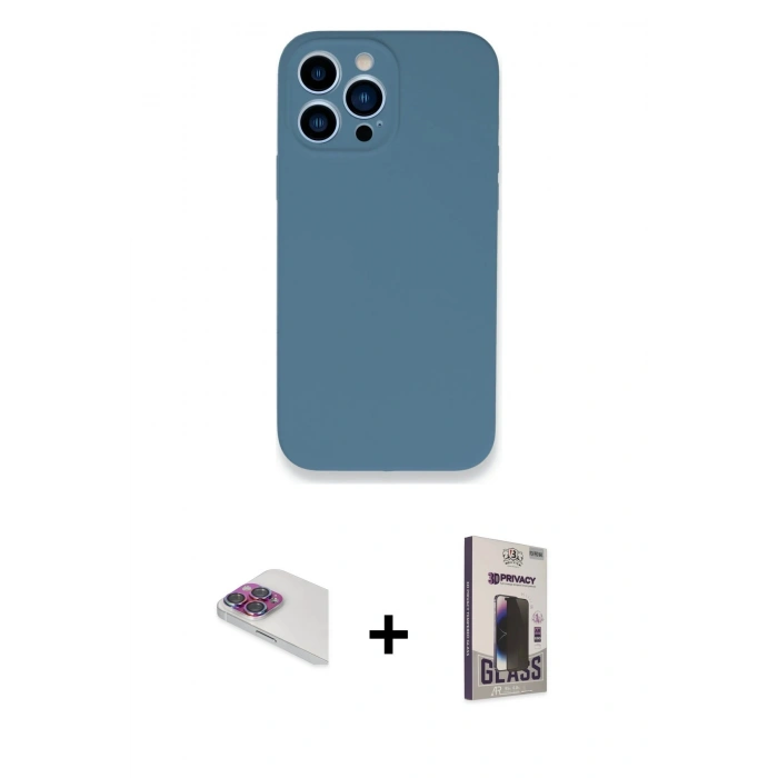 MARSİLYAN™- iPhone 13 Pro Max Kılıf Zirve Modern Özel Seri - Siyah Bilvis Hayalet Cam Ekran Koruyucu + Pers Alüminyum Kamera Lens - GI