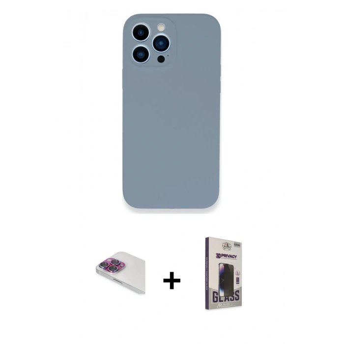 MARSİLYAN™- iPhone 13 Pro Max Kılıf Zirve Modern Özel Seri - Siyah Bilvis Hayalet Cam Ekran Koruyucu + Pers Alüminyum Kamera Lens - GI