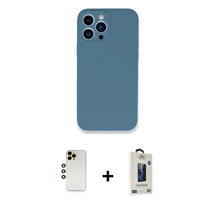 MARSİLYAN™- iPhone 13 Pro Max Kılıf Zirve Modern Özel Seri - Siyah Bilvis Hayalet Cam Ekran Koruyucu + Shine Kamera Lens - GD