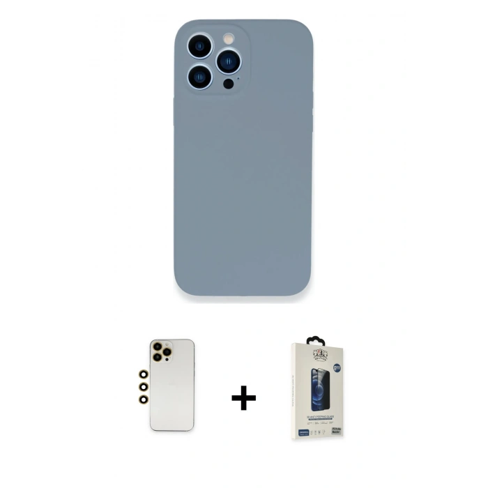 MARSİLYAN™- iPhone 13 Pro Max Kılıf Zirve Modern Özel Seri - Siyah Bilvis Hayalet Cam Ekran Koruyucu + Shine Kamera Lens - GD