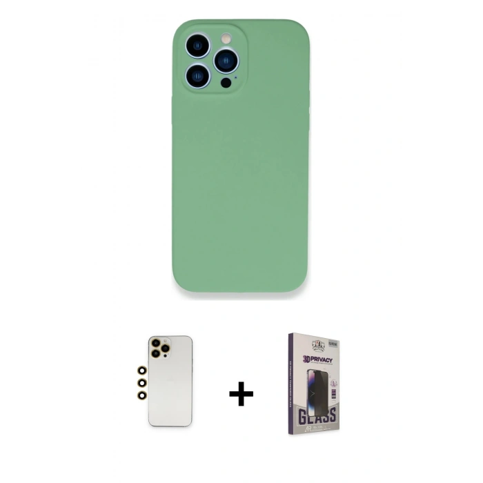 MARSİLYAN™- iPhone 13 Pro Max Kılıf Zirve Modern Özel Seri - Siyah Bilvis Hayalet Cam Ekran Koruyucu + Shine Kamera Lens - GD