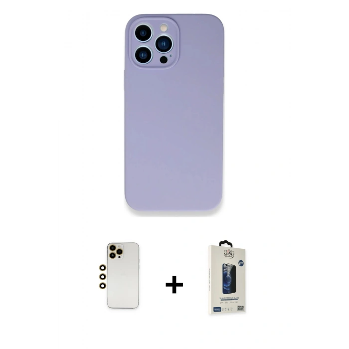 MARSİLYAN™- iPhone 13 Pro Max Kılıf Zirve Modern Özel Seri - Siyah Bilvis Hayalet Cam Ekran Koruyucu + Shine Kamera Lens - GD