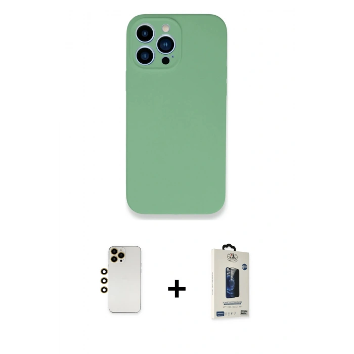 MARSİLYAN™- iPhone 13 Pro Max Kılıf Zirve Modern Özel Seri - Siyah Bilvis Hayalet Cam Ekran Koruyucu + Shine Kamera Lens - GD