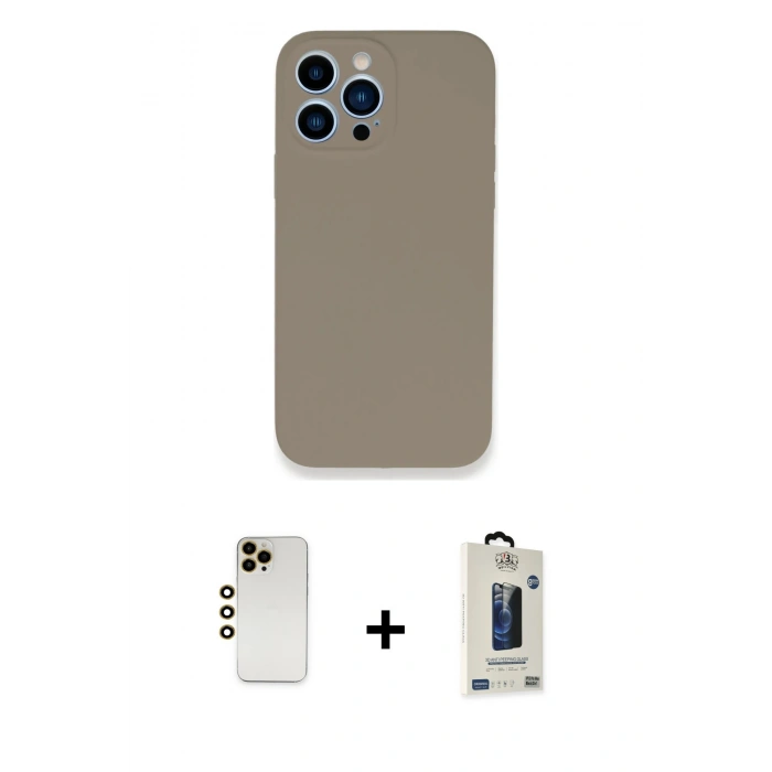 MARSİLYAN™- iPhone 13 Pro Max Kılıf Zirve Modern Özel Seri - Siyah Bilvis Hayalet Cam Ekran Koruyucu + Shine Kamera Lens - GD