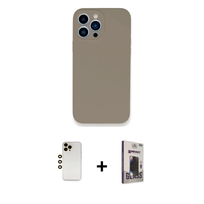 MARSİLYAN™- iPhone 13 Pro Max Kılıf Zirve Modern Özel Seri - Siyah Bilvis Hayalet Cam Ekran Koruyucu + Shine Kamera Lens - GD