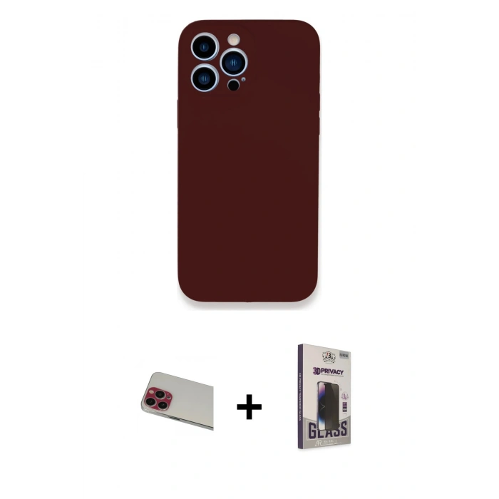 MARSİLYAN™- iPhone 13 Pro Max Kılıf Zirve Modern Özel Seri - Siyah Bilvis Hayalet Cam Ekran Koruyucu + Rainbow Kamera Lens Koruma Cam - KI