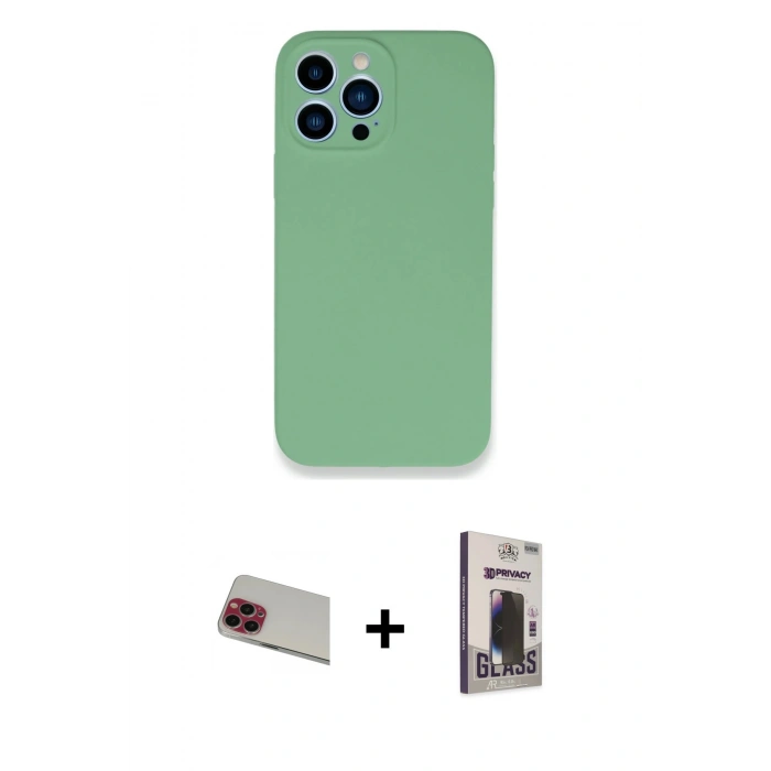 MARSİLYAN™- iPhone 13 Pro Max Kılıf Zirve Modern Özel Seri - Siyah Bilvis Hayalet Cam Ekran Koruyucu + Rainbow Kamera Lens Koruma Cam - KI