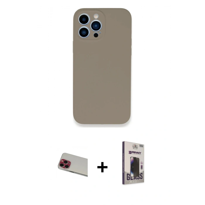 MARSİLYAN™- iPhone 13 Pro Max Kılıf Zirve Modern Özel Seri - Siyah Bilvis Hayalet Cam Ekran Koruyucu + Rainbow Kamera Lens Koruma Cam - KI