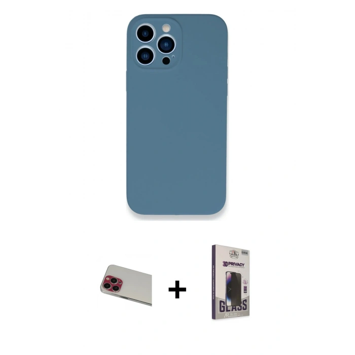 MARSİLYAN™- iPhone 13 Pro Max Kılıf Zirve Modern Özel Seri - Siyah Bilvis Hayalet Cam Ekran Koruyucu + Rainbow Kamera Lens Koruma Cam - KI