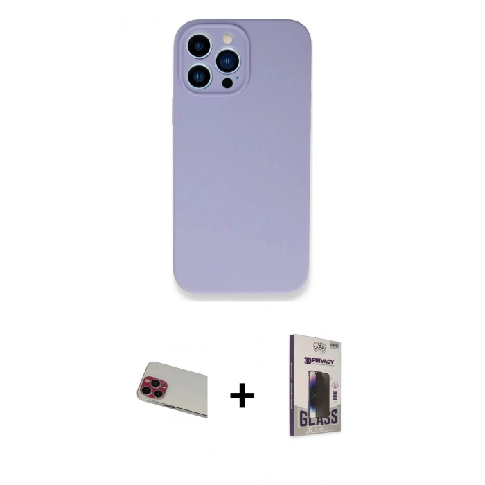 MARSİLYAN™- iPhone 13 Pro Max Kılıf Zirve Modern Özel Seri - Siyah Bilvis Hayalet Cam Ekran Koruyucu + Rainbow Kamera Lens Koruma Cam - KI