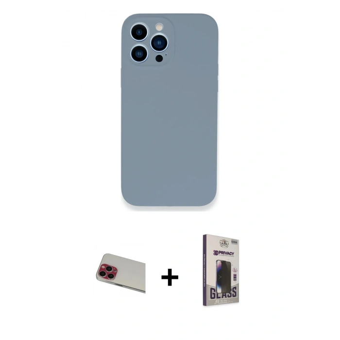 MARSİLYAN™- iPhone 13 Pro Max Kılıf Zirve Modern Özel Seri - Siyah Bilvis Hayalet Cam Ekran Koruyucu + Rainbow Kamera Lens Koruma Cam - KI