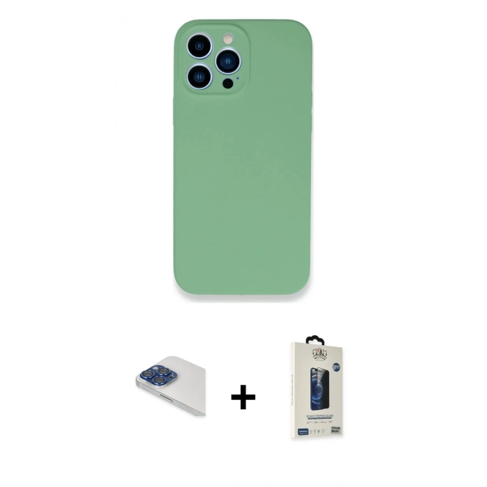 MARSİLYAN™- iPhone 13 Pro Max Kılıf Zirve Modern Özel Seri - Siyah Bilvis Hayalet Cam Ekran Koruyucu + Pers Alüminyum Kamera Lens - LT
