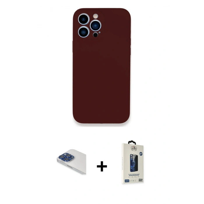 MARSİLYAN™- iPhone 13 Pro Max Kılıf Zirve Modern Özel Seri - Siyah Bilvis Hayalet Cam Ekran Koruyucu + Pers Alüminyum Kamera Lens - LT