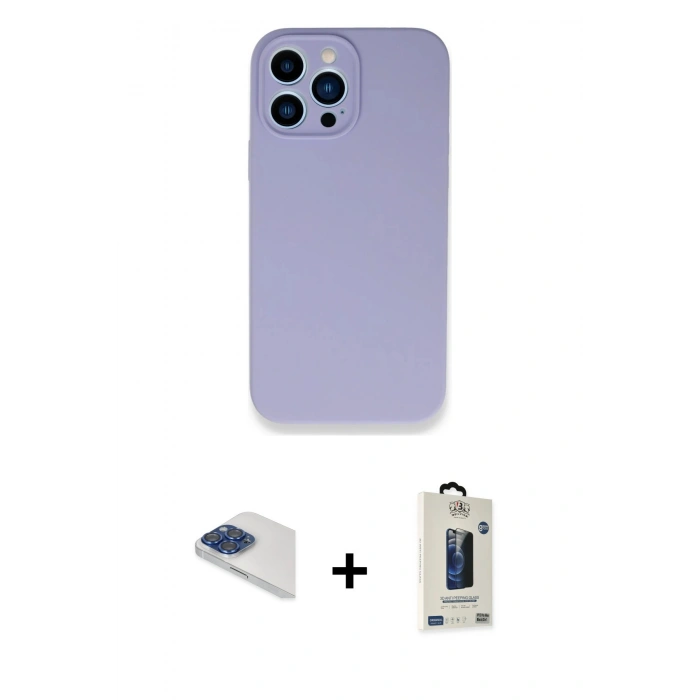 MARSİLYAN™- iPhone 13 Pro Max Kılıf Zirve Modern Özel Seri - Siyah Bilvis Hayalet Cam Ekran Koruyucu + Pers Alüminyum Kamera Lens - LT