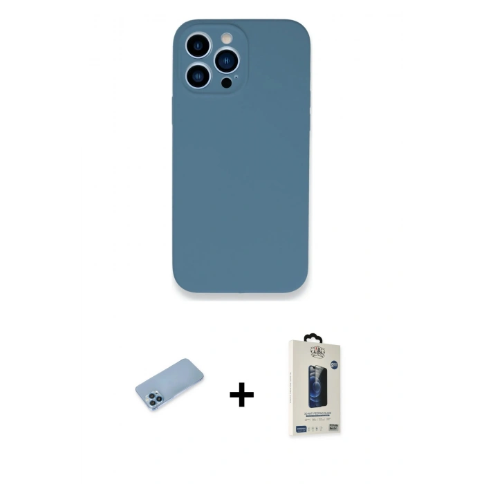 MARSİLYAN™- iPhone 13 Pro Max Kılıf Zirve Modern Özel Seri - Siyah Bilvis Hayalet Cam Ekran Koruyucu + Shine Kamera Lens Koruma Cam - MI