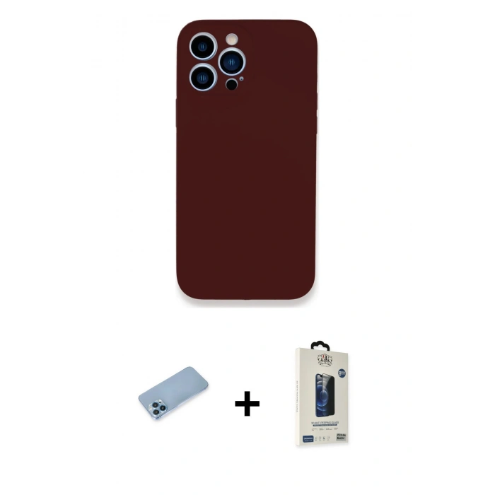 MARSİLYAN™- iPhone 13 Pro Max Kılıf Zirve Modern Özel Seri - Siyah Bilvis Hayalet Cam Ekran Koruyucu + Shine Kamera Lens Koruma Cam - MI