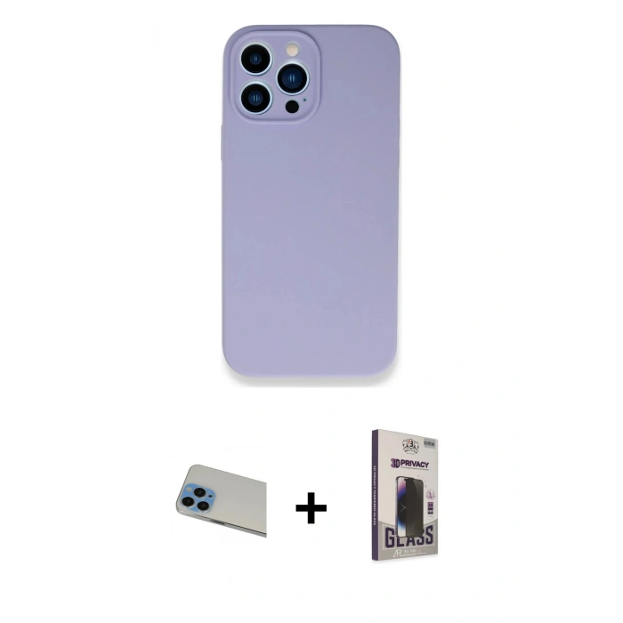 MARSİLYAN™- iPhone 13 Pro Max Kılıf Zirve Modern Özel Seri - Siyah Bilvis Hayalet Cam Ekran Koruyucu + Rainbow Kamera Lens Koruma Cam - MI