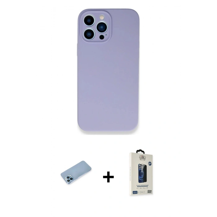 MARSİLYAN™- iPhone 13 Pro Max Kılıf Zirve Modern Özel Seri - Siyah Bilvis Hayalet Cam Ekran Koruyucu + Shine Kamera Lens Koruma Cam - MI
