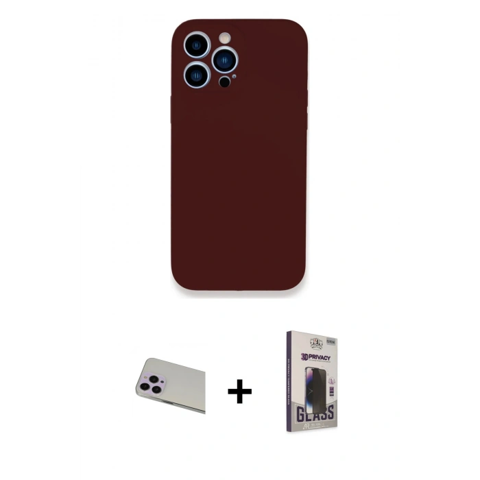 MARSİLYAN™- iPhone 13 Pro Max Kılıf Zirve Modern Özel Seri - Siyah Bilvis Hayalet Cam Ekran Koruyucu + Rainbow Kamera Lens Koruma Cam - MR