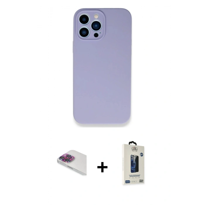 MARSİLYAN™- iPhone 13 Pro Max Kılıf Zirve Modern Özel Seri - Siyah Bilvis Hayalet Cam Ekran Koruyucu + Pers Alüminyum Kamera Lens - GI